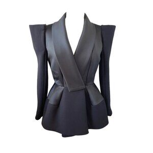 DICE KAYEK BONDED VISCOSE CREPE & SATIN JACKET BLAZER TUXEDO STYLE 44